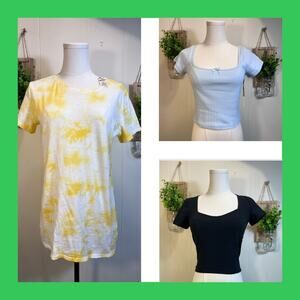 Juniors 3 pc - 2 crop top and one loose fit T-shirt small Hollister VS pink etc